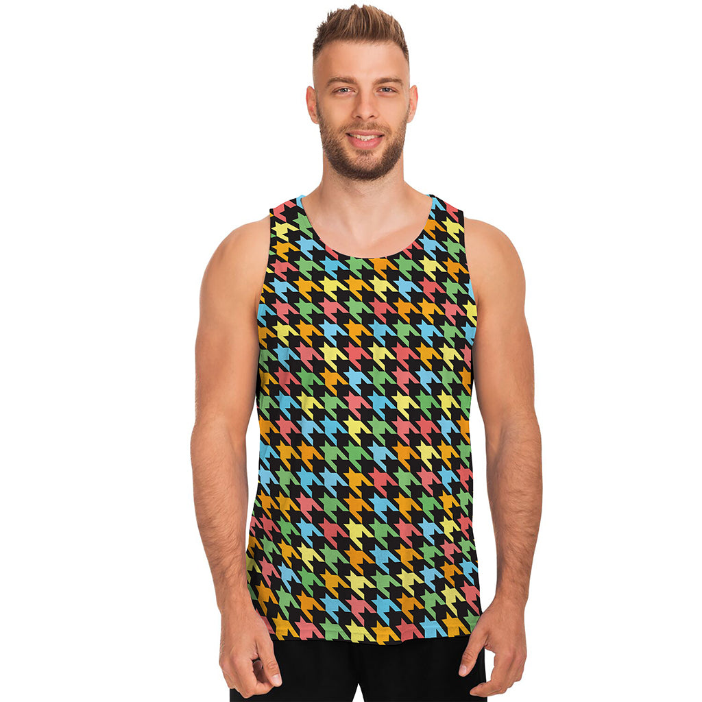 Colorful Houndstooth Print Men's Tank Top