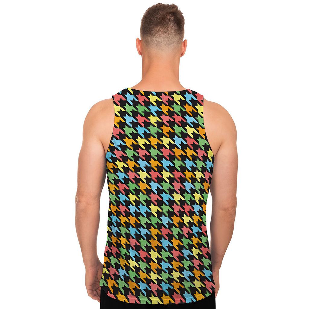 Colorful Houndstooth Print Men's Tank Top