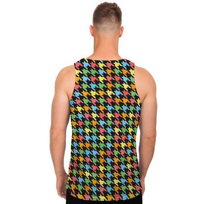 Colorful Houndstooth Print Men's Tank Top