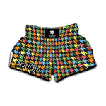 Colorful Houndstooth Print Muay Thai Boxing Shorts
