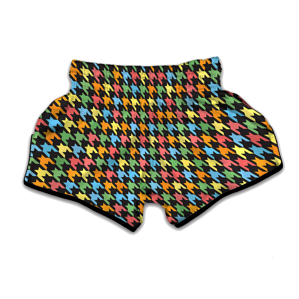 Colorful Houndstooth Print Muay Thai Boxing Shorts