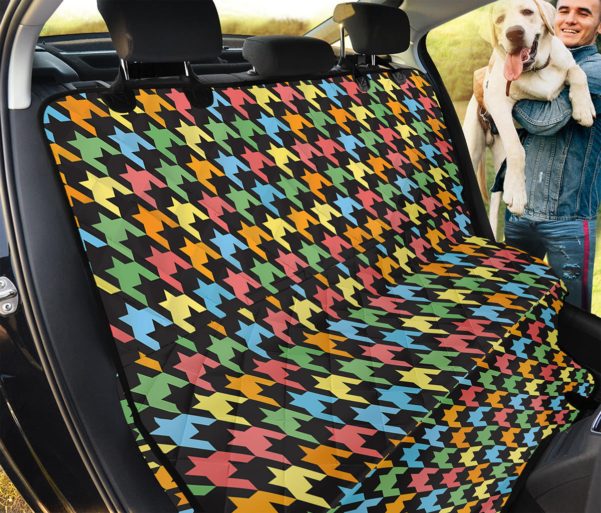 Colorful Houndstooth Print Pet Car Back Seat Cover