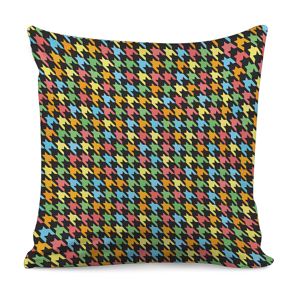 Colorful Houndstooth Print Pillow Cover