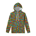 Colorful Houndstooth Print Pullover Hoodie