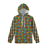 Colorful Houndstooth Print Pullover Hoodie