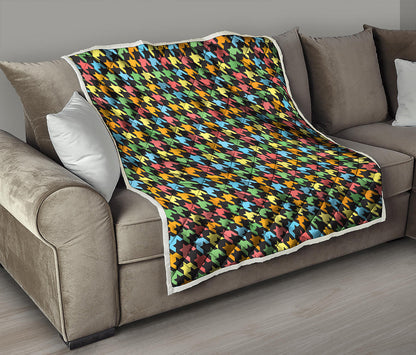 Colorful Houndstooth Print Quilt