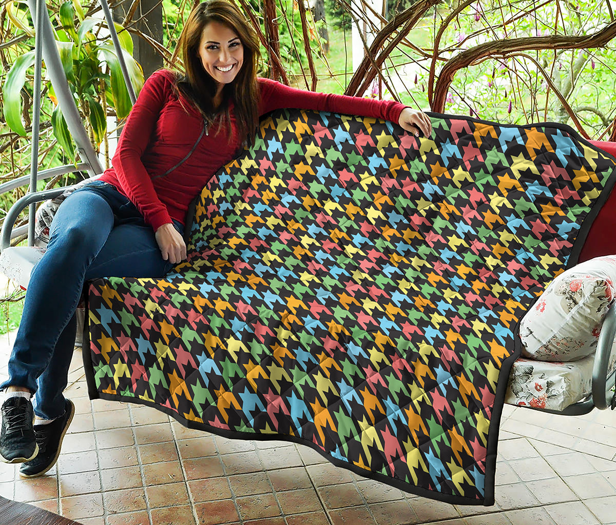 Colorful Houndstooth Print Quilt