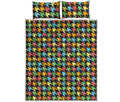 Colorful Houndstooth Print Quilt Bed Set