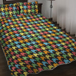 Colorful Houndstooth Print Quilt Bed Set
