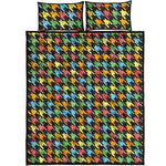 Colorful Houndstooth Print Quilt Bed Set