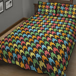 Colorful Houndstooth Print Quilt Bed Set