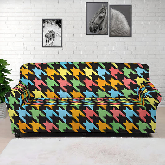 Colorful Houndstooth Print Sofa Cover