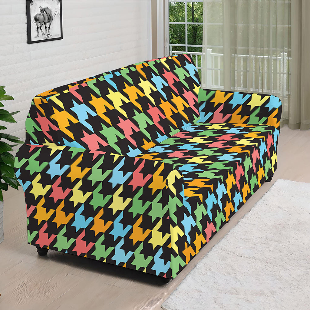 Colorful Houndstooth Print Sofa Cover