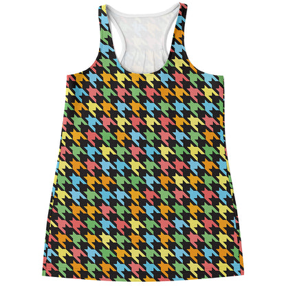 Colorful Houndstooth Print Women's Racerback Tank Top