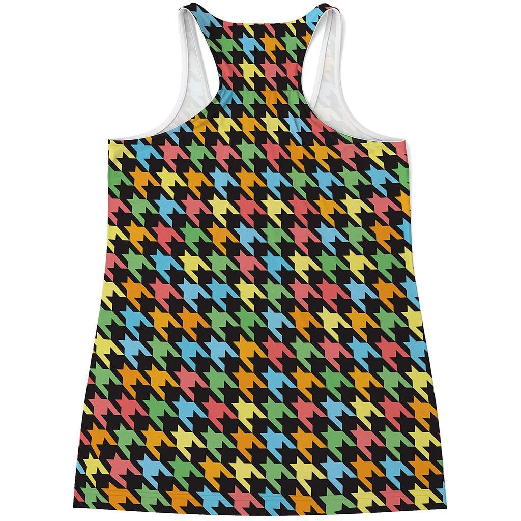 Colorful Houndstooth Print Women's Racerback Tank Top