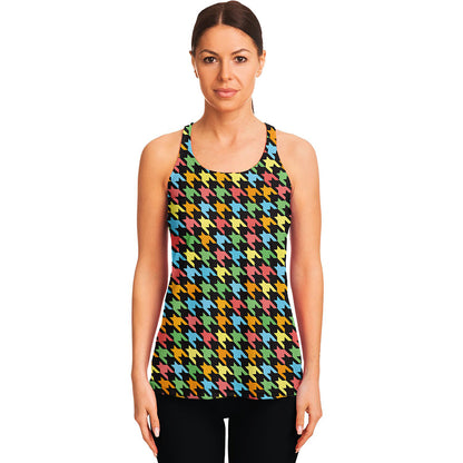 Colorful Houndstooth Print Women's Racerback Tank Top