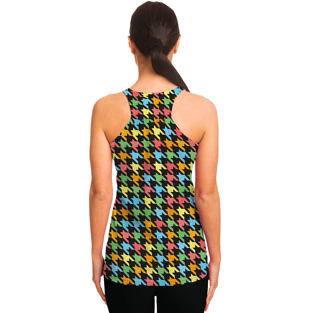 Colorful Houndstooth Print Women's Racerback Tank Top