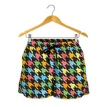 Colorful Houndstooth Print Women's Shorts