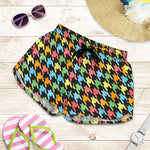 Colorful Houndstooth Print Women's Shorts