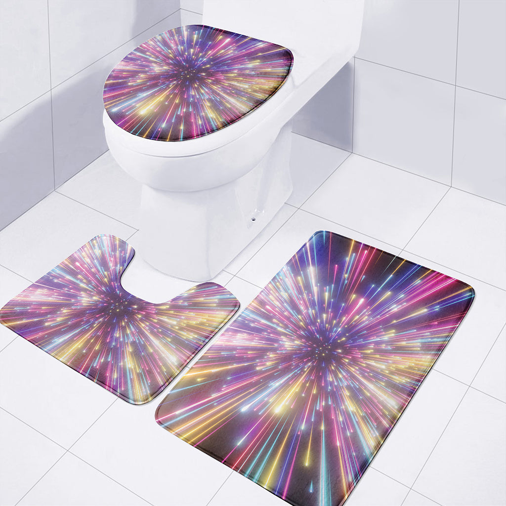 Colorful Hyperspace Print 3 Piece Bath Mat Set