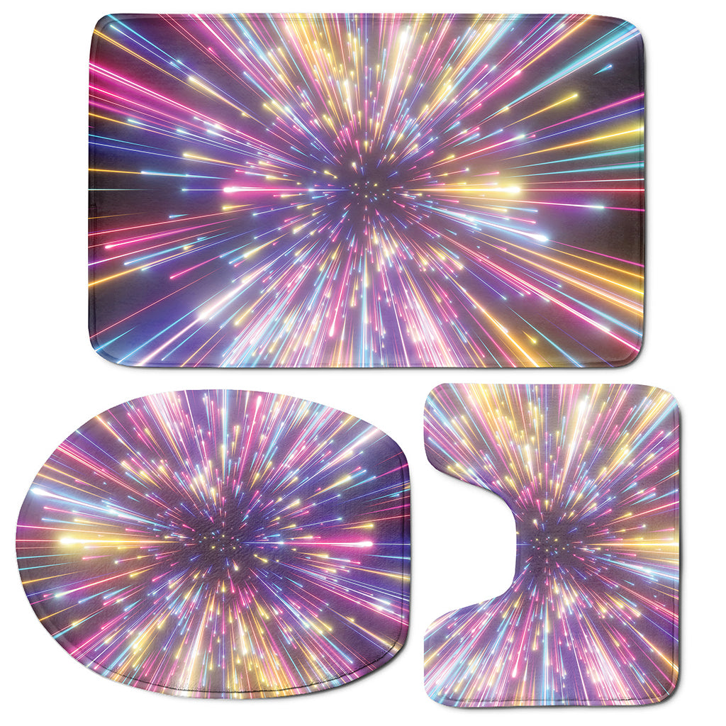 Colorful Hyperspace Print 3 Piece Bath Mat Set