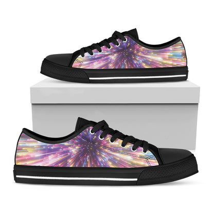 Colorful Hyperspace Print Black Low Top Shoes