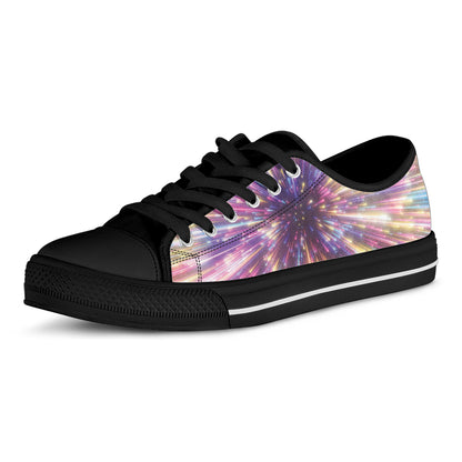Colorful Hyperspace Print Black Low Top Shoes