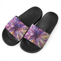 Colorful Hyperspace Print Black Slide Sandals