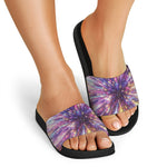 Colorful Hyperspace Print Black Slide Sandals