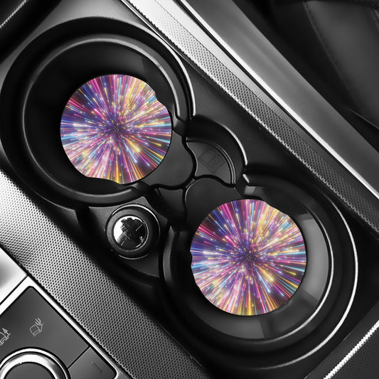 Colorful Hyperspace Print Car Coasters