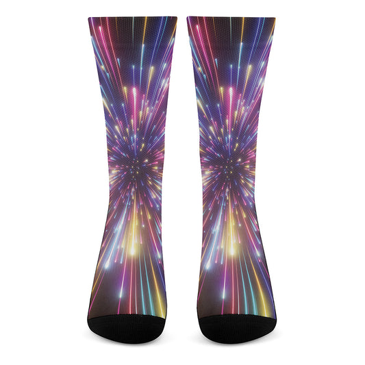 Colorful Hyperspace Print Crew Socks