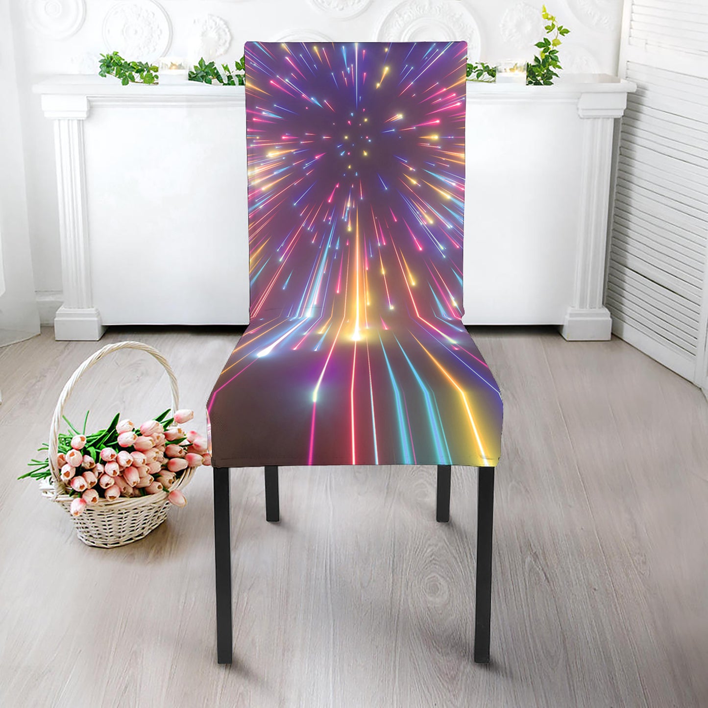 Colorful Hyperspace Print Dining Chair Slipcover