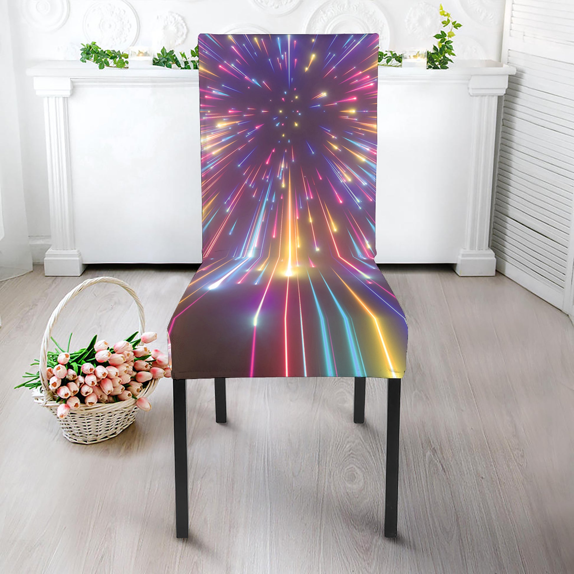 Colorful Hyperspace Print Dining Chair Slipcover