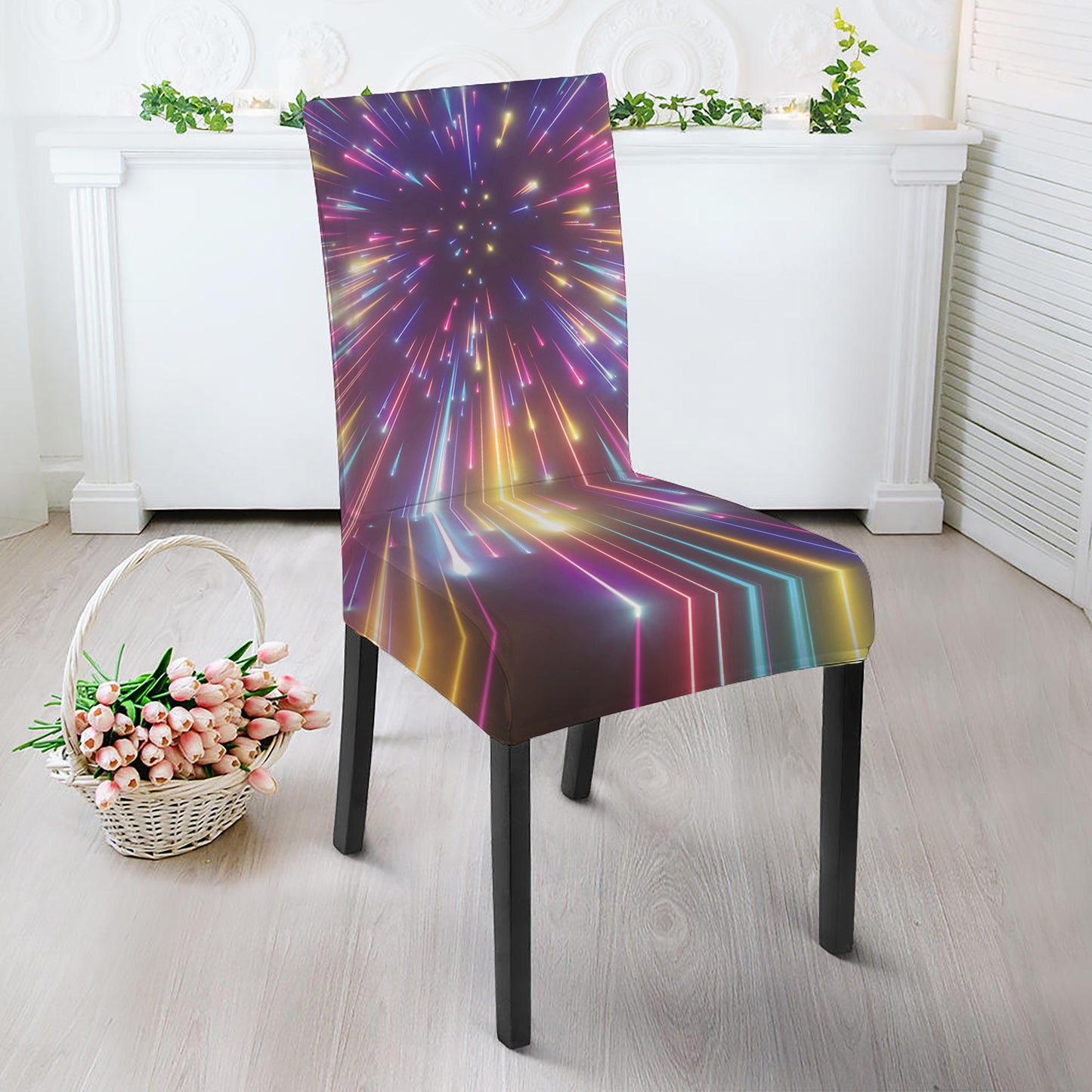 Colorful Hyperspace Print Dining Chair Slipcover