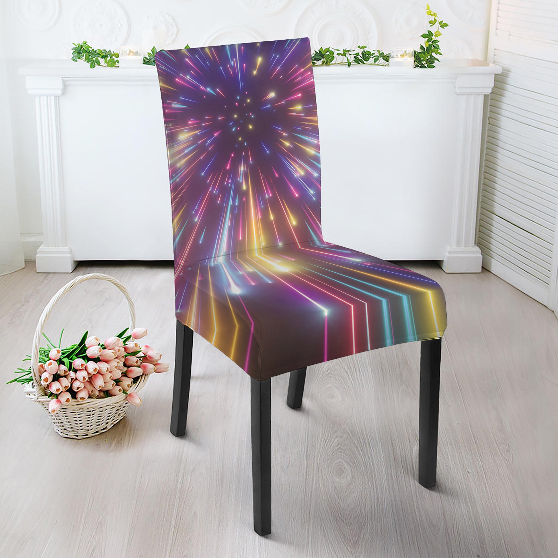 Colorful Hyperspace Print Dining Chair Slipcover