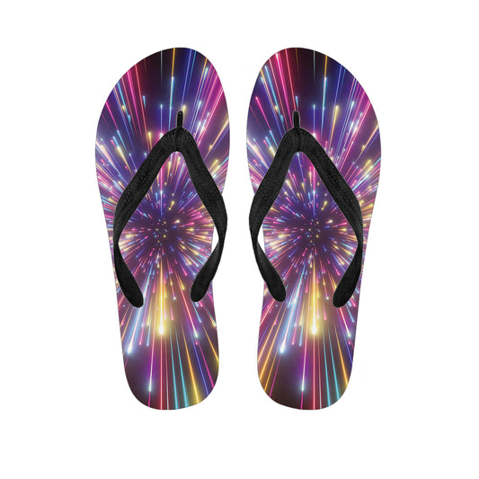 Colorful Hyperspace Print Flip Flops
