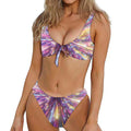 Colorful Hyperspace Print Front Bow Tie Bikini