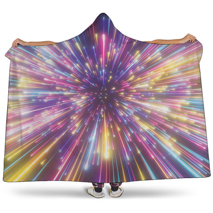Colorful Hyperspace Print Hooded Blanket