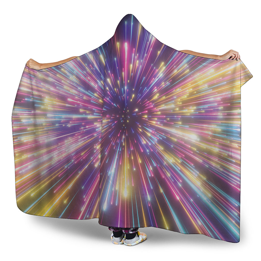 Colorful Hyperspace Print Hooded Blanket