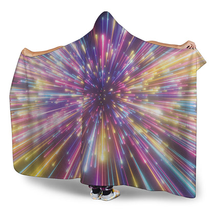 Colorful Hyperspace Print Hooded Blanket