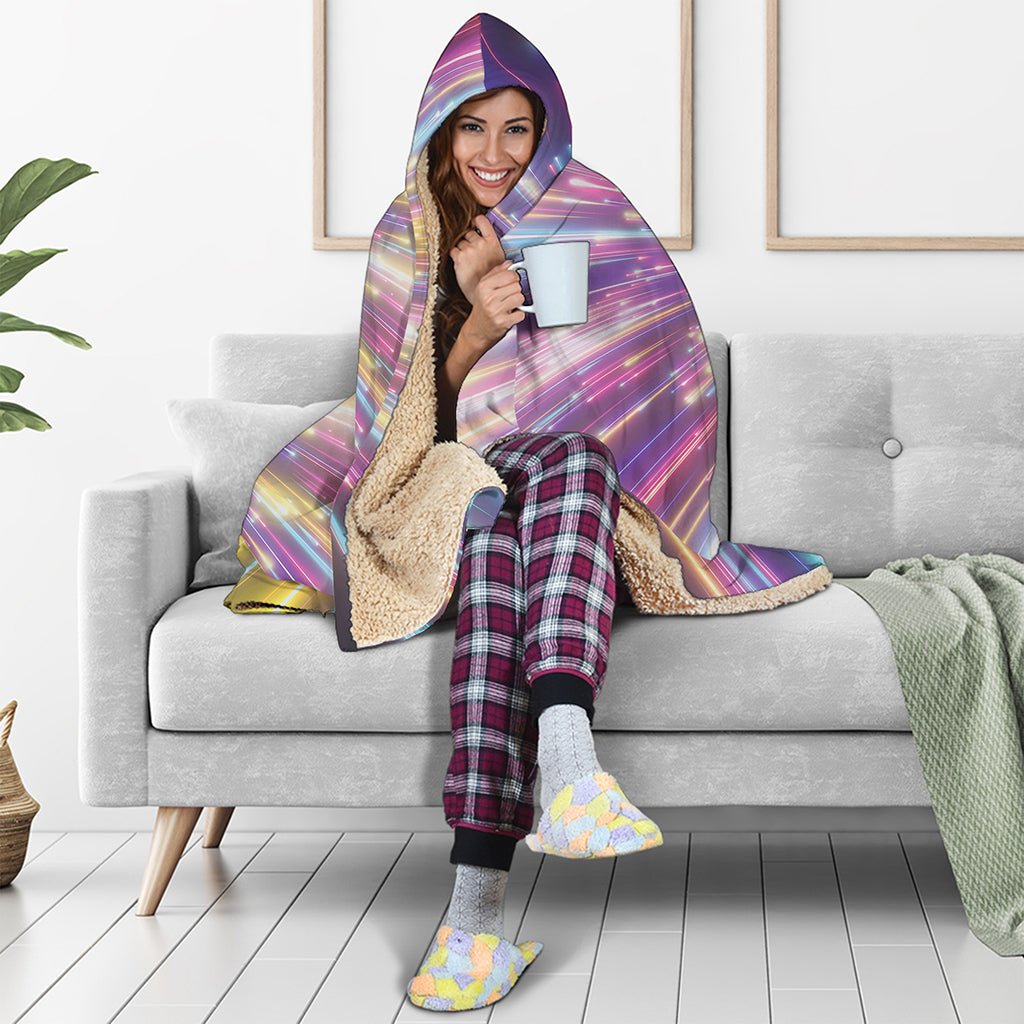 Colorful Hyperspace Print Hooded Blanket