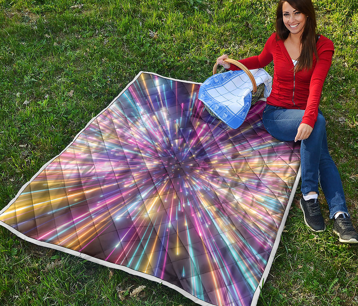 Colorful Hyperspace Print Quilt