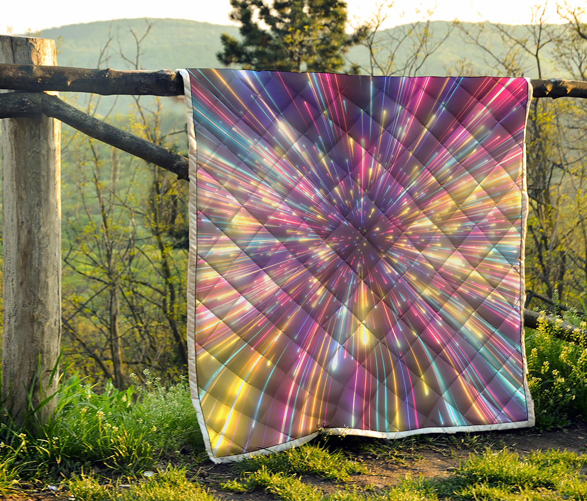 Colorful Hyperspace Print Quilt