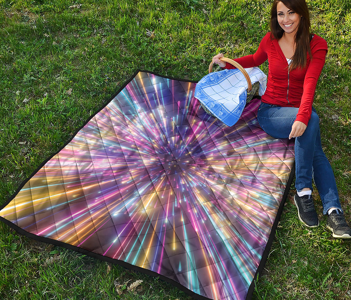 Colorful Hyperspace Print Quilt