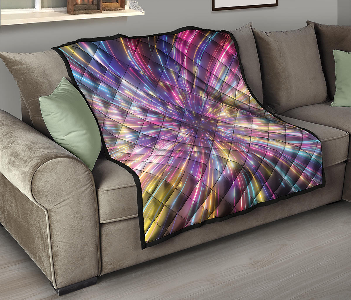 Colorful Hyperspace Print Quilt