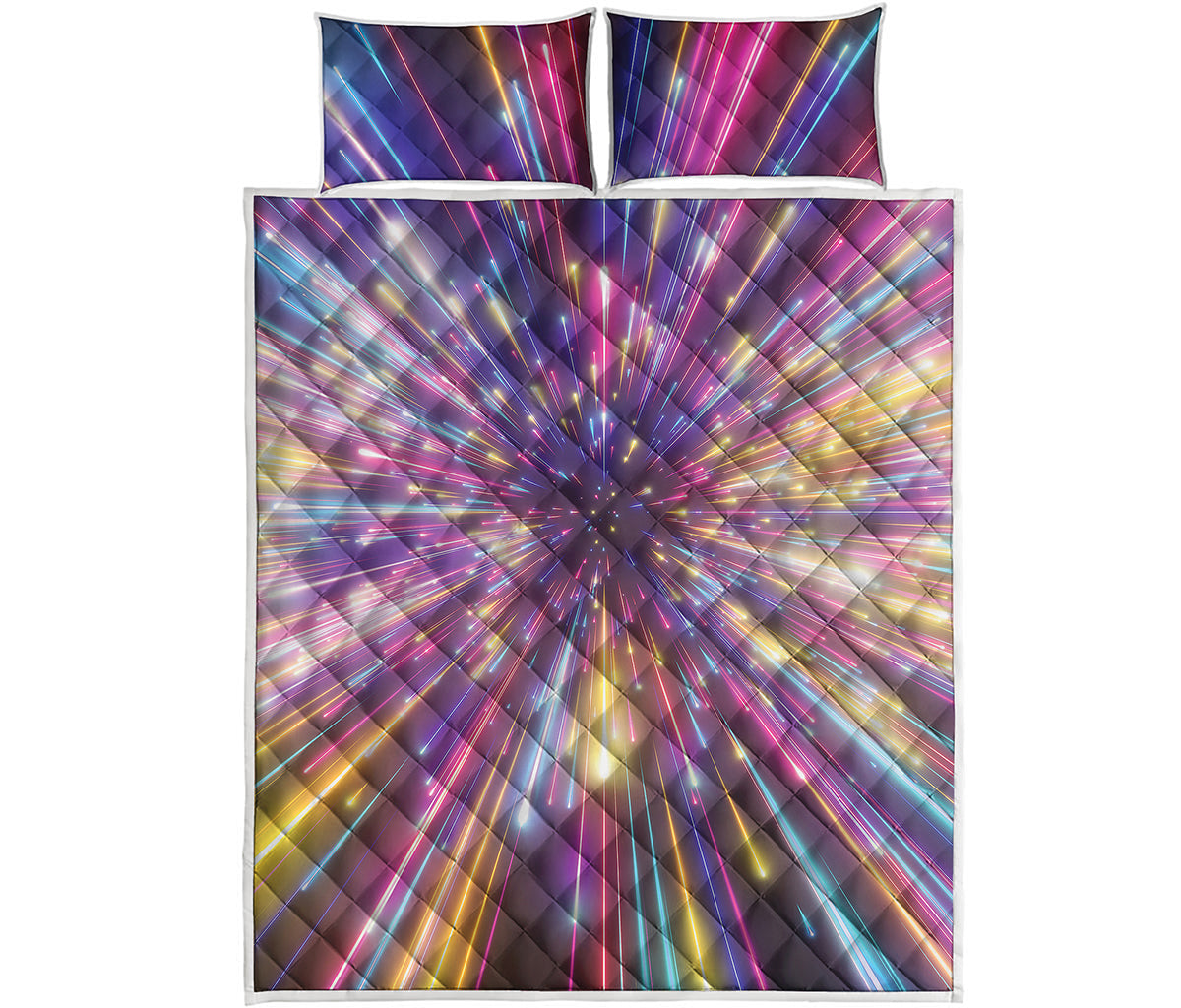 Colorful Hyperspace Print Quilt Bed Set