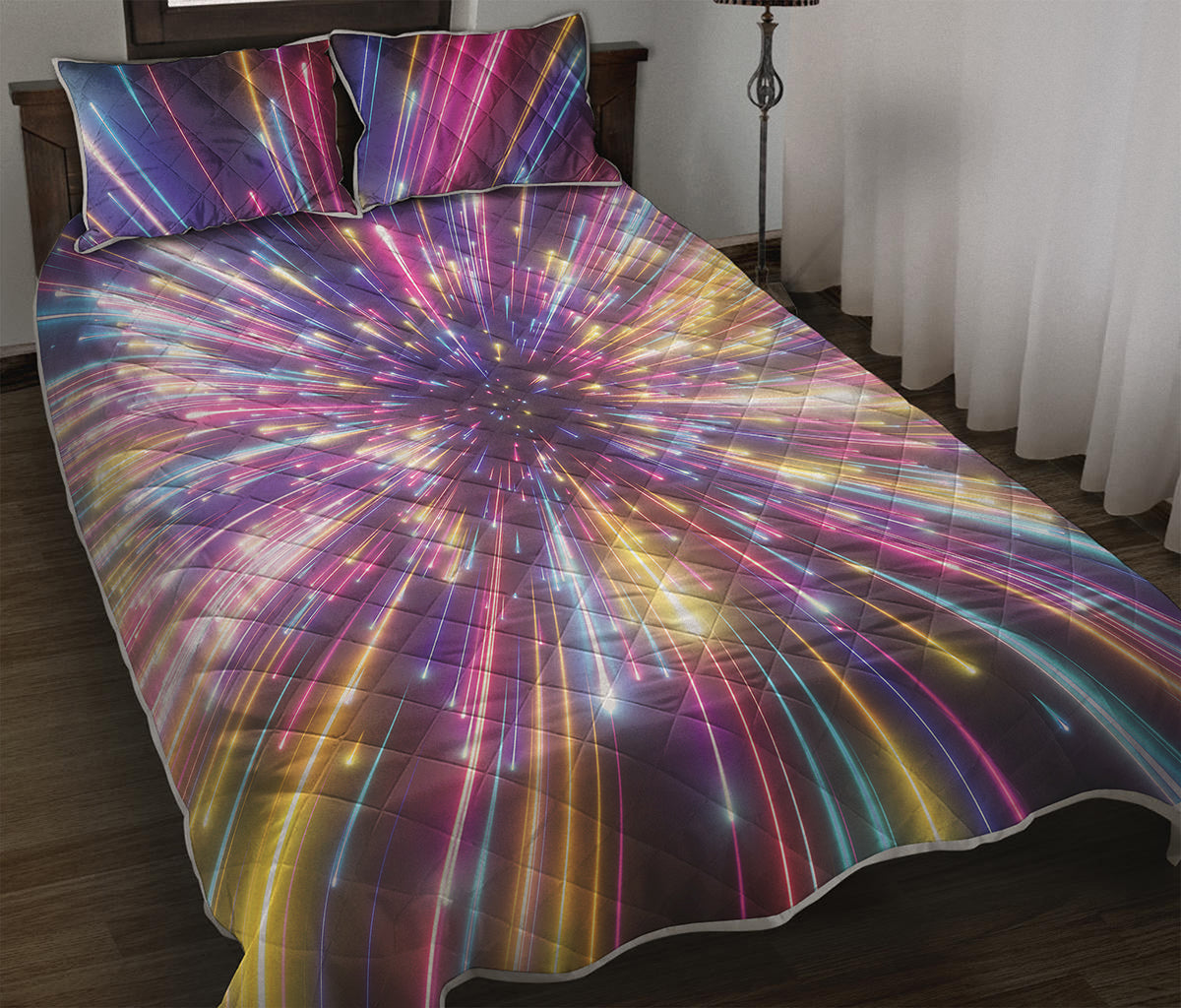 Colorful Hyperspace Print Quilt Bed Set