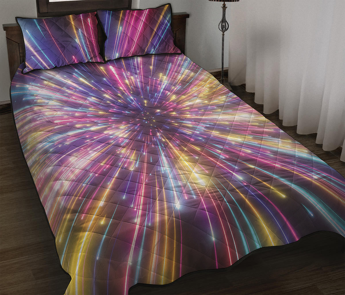Colorful Hyperspace Print Quilt Bed Set