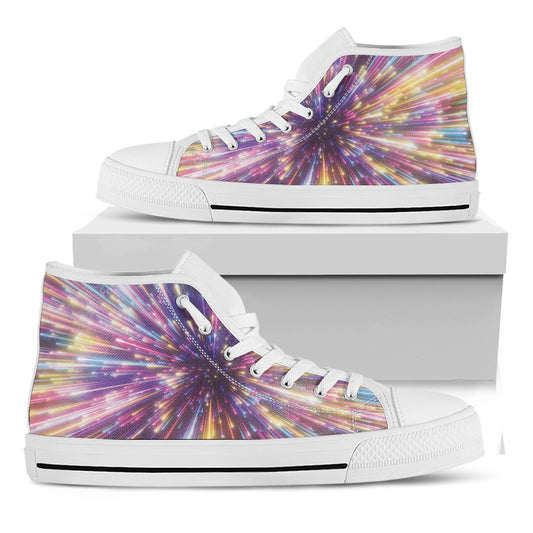 Colorful Hyperspace Print White High Top Shoes