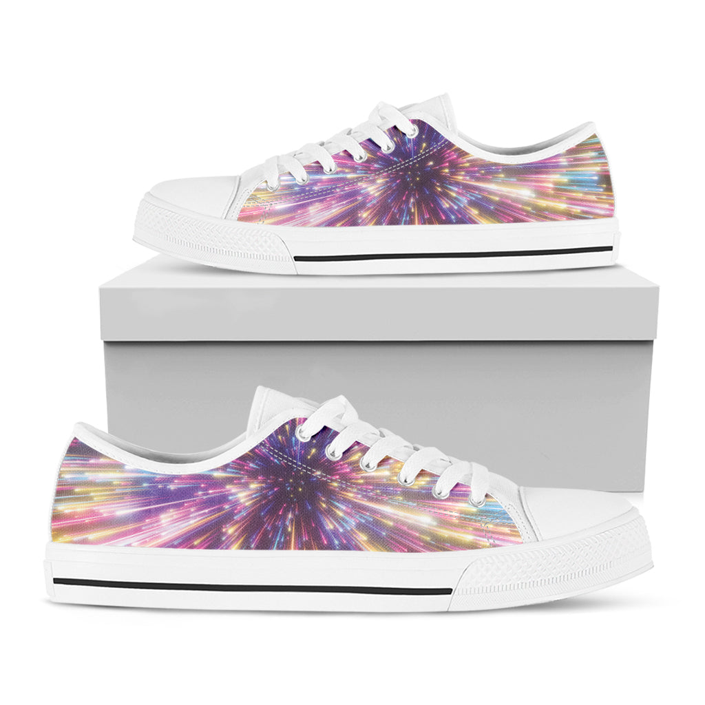 Colorful Hyperspace Print White Low Top Shoes